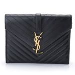 Saintlaurent サンローラン エンベロップ チェーンショルダーバッグ カーフ ブラック