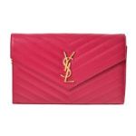 Saintlaurent サンローラン チェーンウォレット モノグラム リップスティックフューシャ