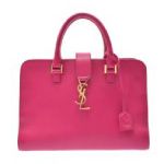 Saintlaurent サンローラン カバスモノグラム ハンドバッグ レザー ピンク