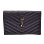 Saintlaurent サンローラン チェーンウォレット Vステッチ ブラック