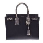 Saintlaurent サンローラン サックドジュール ブラック/パイソン柄 レザー 2WAYハンドバッグ