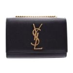 Saintlaurent サンローラン クラシックモノグラム サッチェル ブラック G金具 レディース レザー