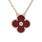 Van Cleef & Arpels ヴァンクリーフ&アーペル アルハンブラ ネックレス PG カーネリアン 1Pダイヤ