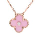 Van Cleef & Arpels ヴァンクリーフ&アーペル アルハンブラ ネックレス ピンクセーヴル 1Pダイヤ PG